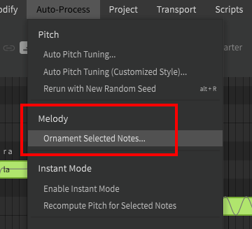 The Ornament Selected Notes Option